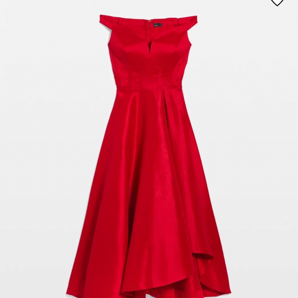 Ruby Red Off-Shoulder Taffeta Midi Dress White House Black Market NWT 6P - Picture 2 of 9